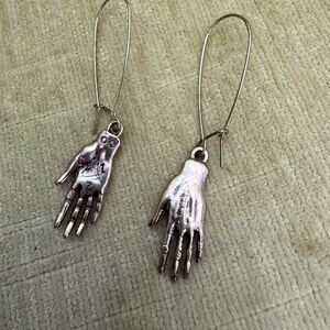 Silver Hand Charm Earrings